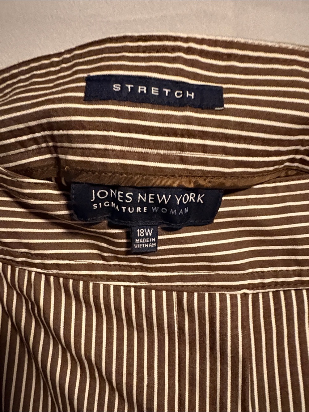 Jones New York Women's Striped Capri Pants in Brown & White - Picture 2 of 12